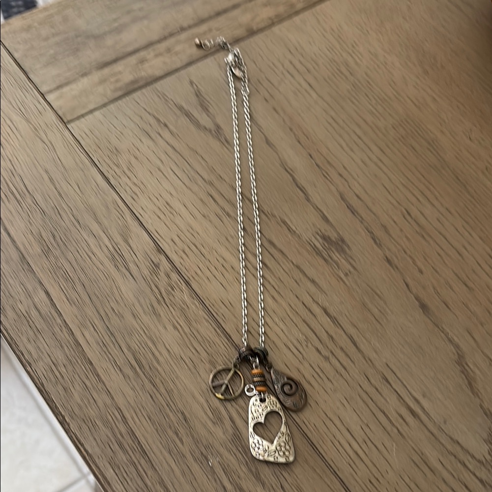 Lia Sophia Silver And Brown Heart Necklace